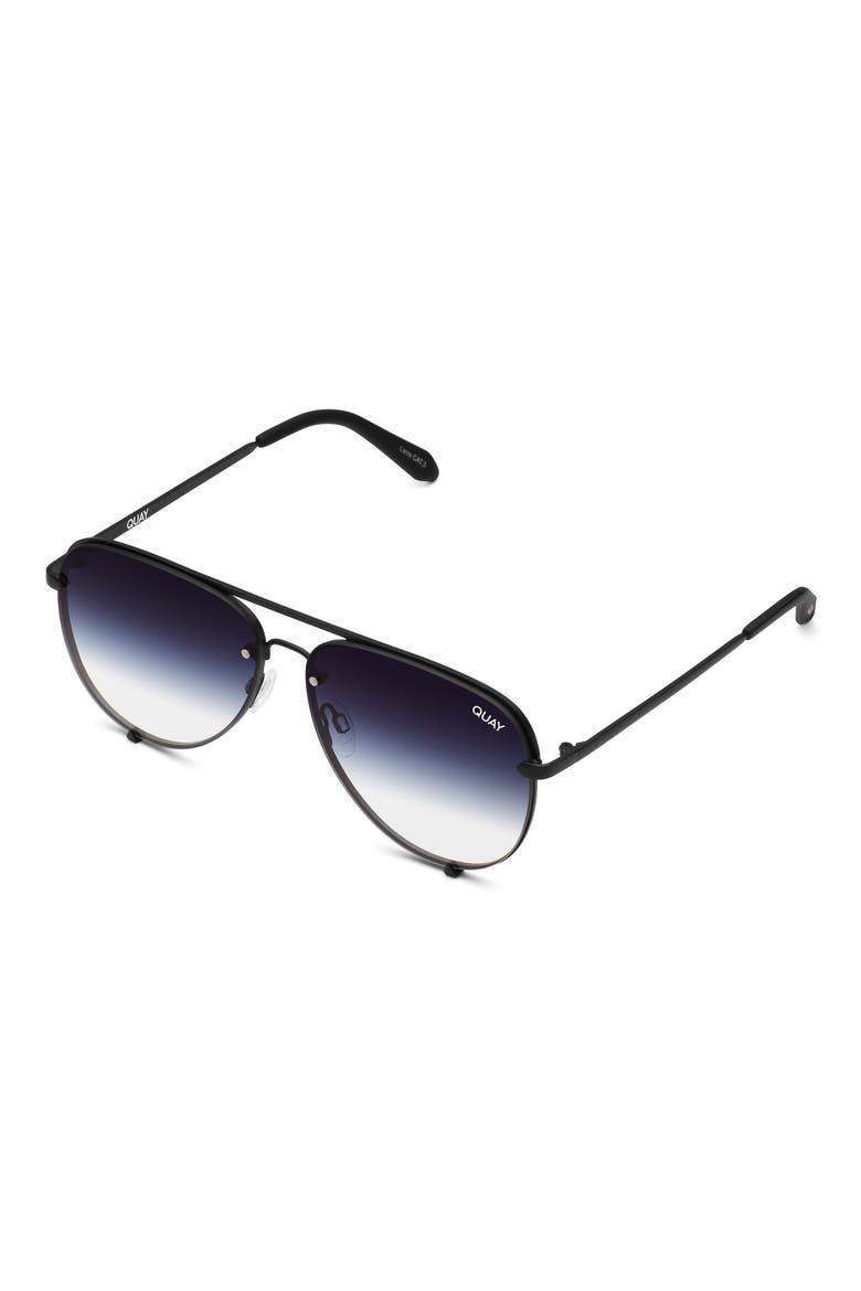 Australia High Key Rimless 55mm Gradient Aviator Sunglasses, Alternate, color, MATTE BLACK / NAVY FADE LENS
