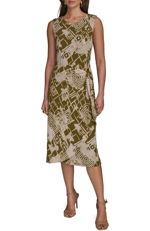 Print Sleeveless Midi Dress