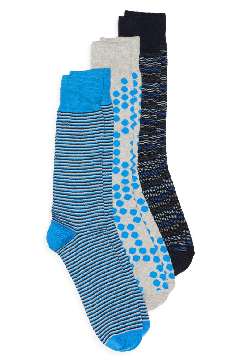 Assorted 3-Pack Dress Socks, Main, color, NAVY