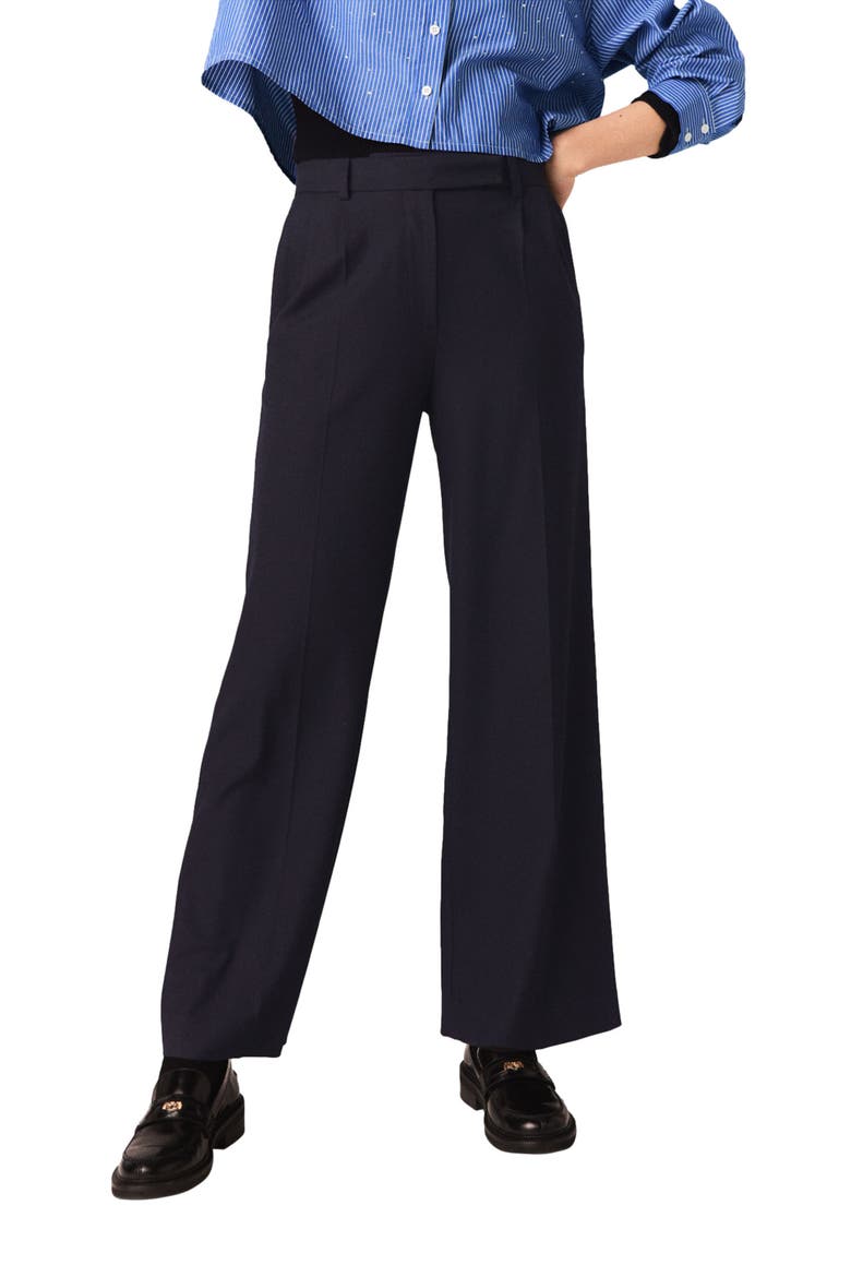 Wide-leg suit trousers, Alternate, color, Black