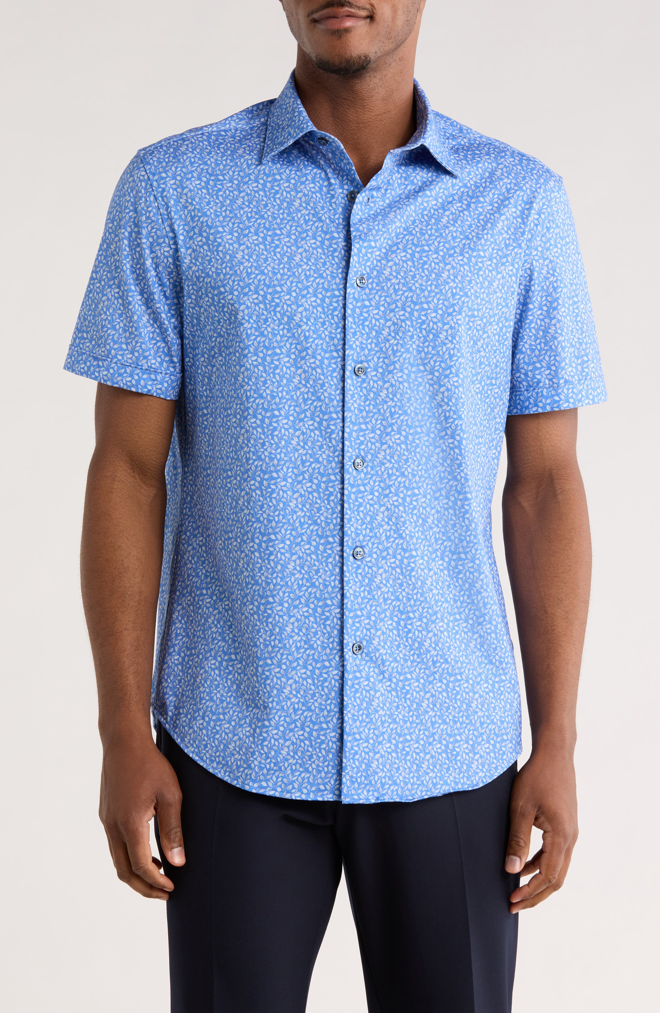 Bugatchi Print Short Sleeve Button-Up Shirt