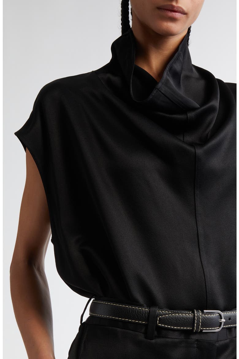 Sleeveless Funnel Neck Top, Alternate, color, BLACK