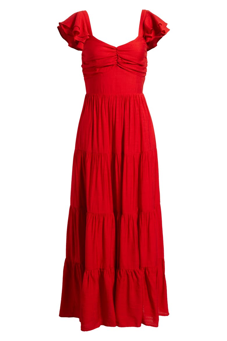 Tiered Maxi Dress, Alternate, color, RED