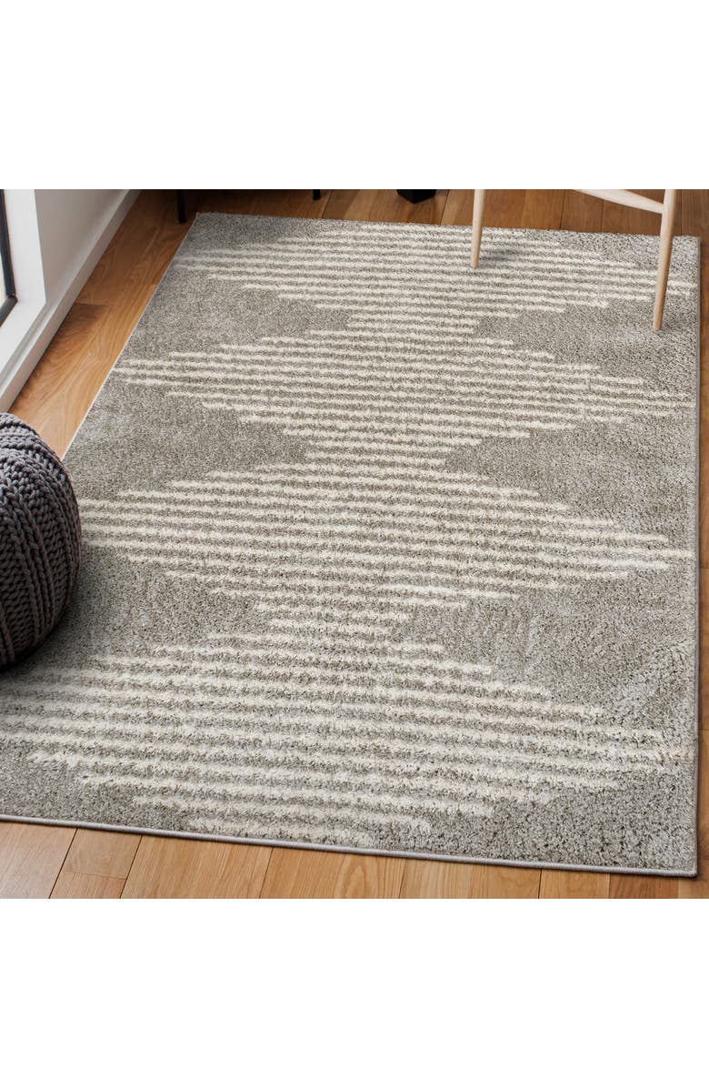 JONATHAN Y Elm Diamond Stripe Geometric Shag Area Rug, Alternate, color, Gray/Ivory