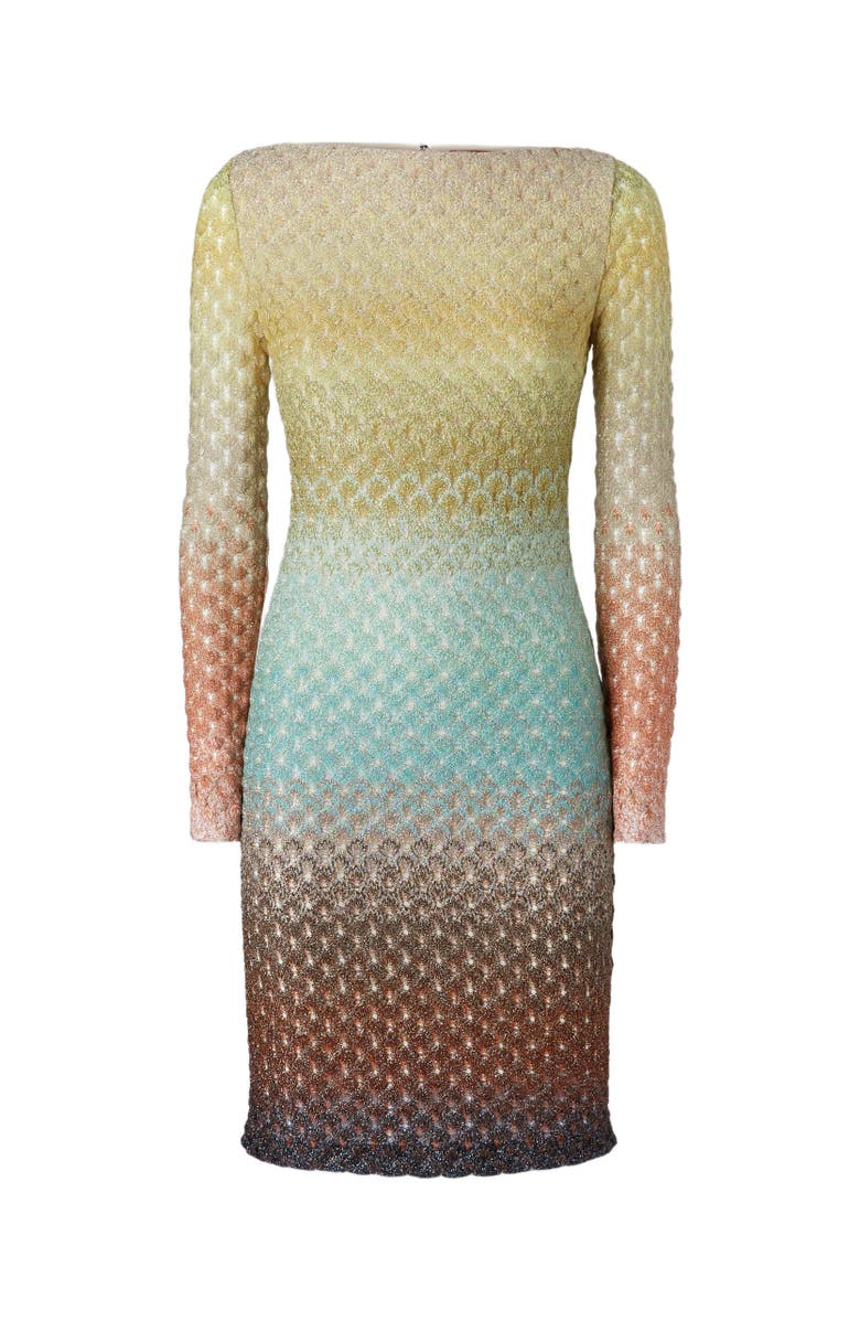 Missoni Long Sleeve Mini Dress With Boat Neck In Lace, Alternate, color, Multicoloured
