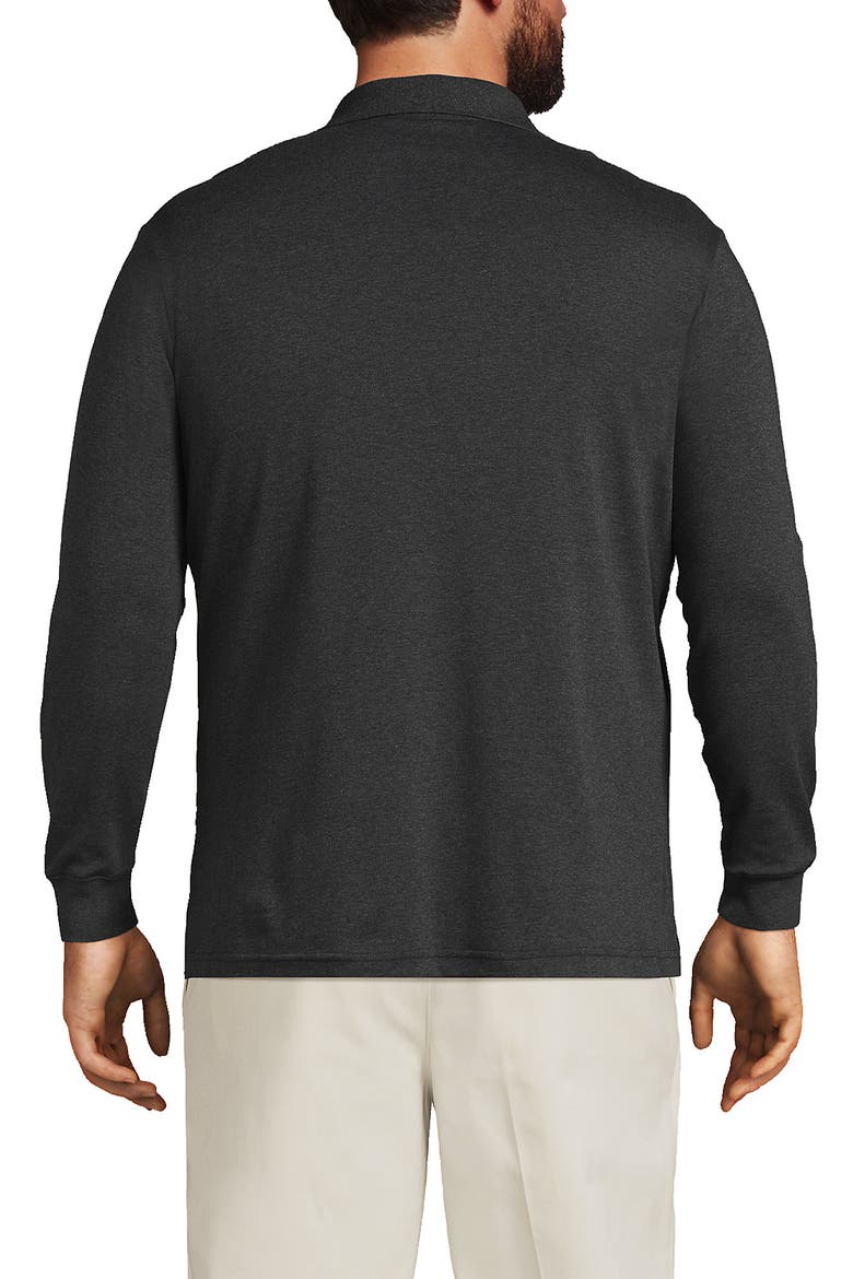 Long Sleeve Cotton Supima Polo Shirt with Pocket, Alternate, color, Dark Charcoal Heather
