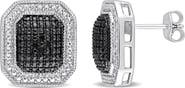 DELMAR Halo Framed Black Diamond Stud Earrings - 0.048ctw