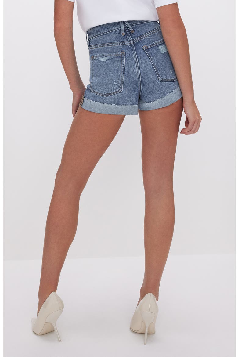 Good Girlfriend Mid Rise Denim Shorts, Alternate, color, INDIGO