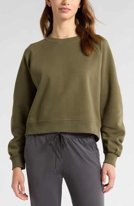Zella Cloud Fleece Ruched Sleeve Sweatershirt