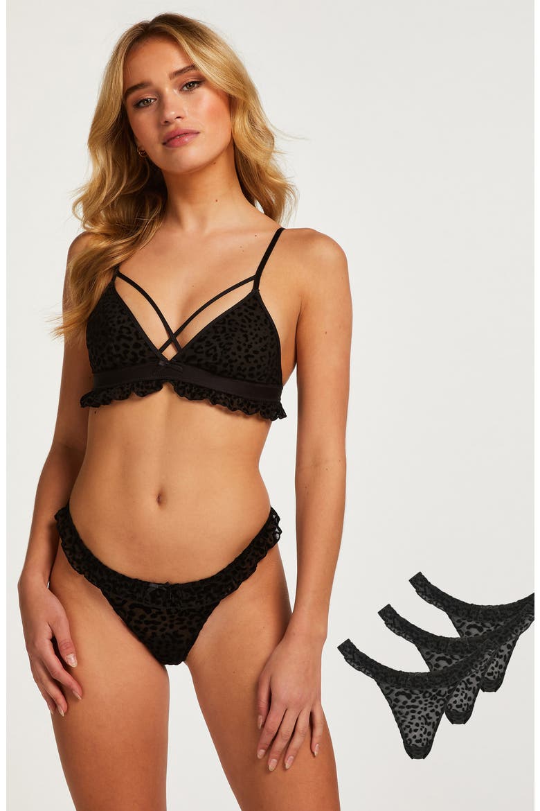 Fenna 3-Pack Mesh G-String Thongs, Alternate, color, CAVIAR