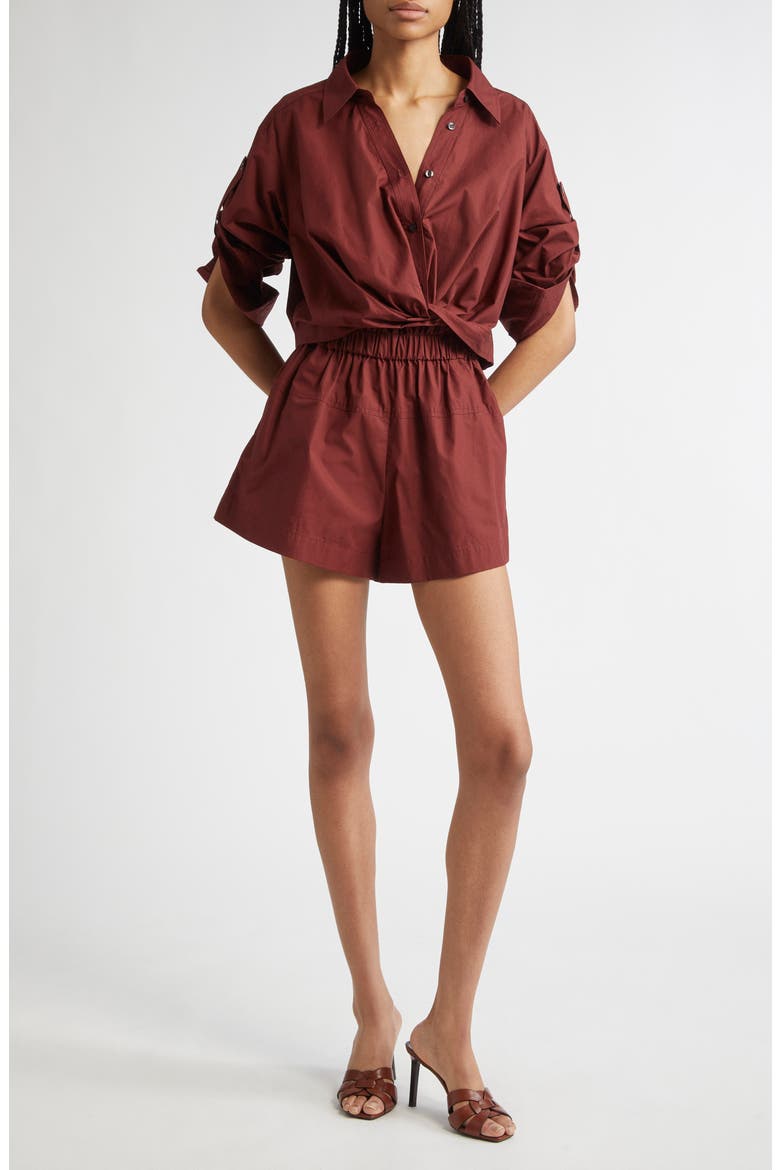 Andy Twist Hem Shirt, Alternate, color, DARK BOSCO
