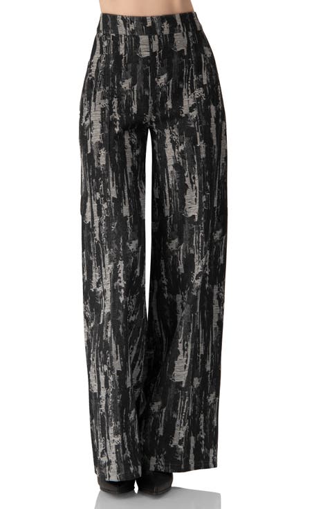 Abstract Print Wide-Leg Jeans