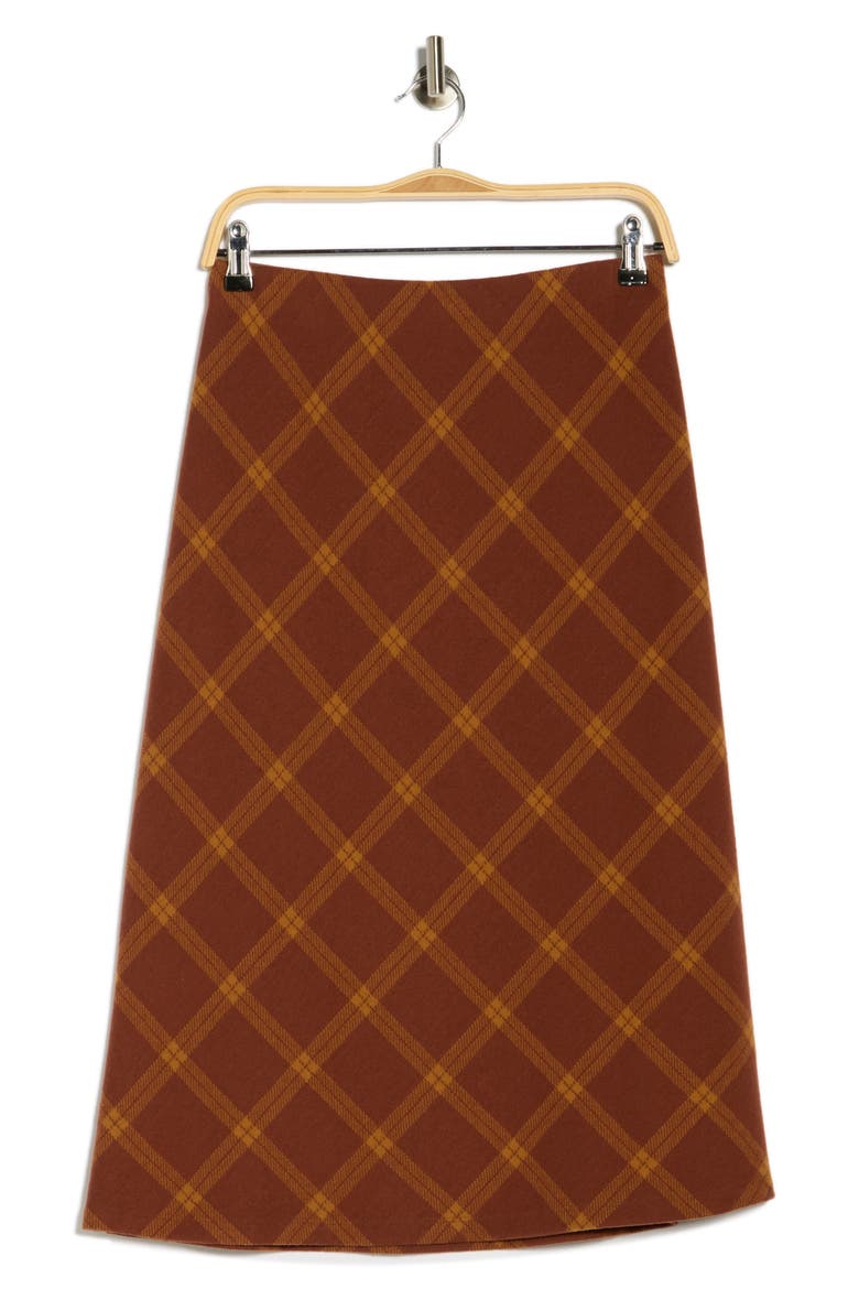 Plaid Knit Pencil Skirt, Alternate, color, RUST
