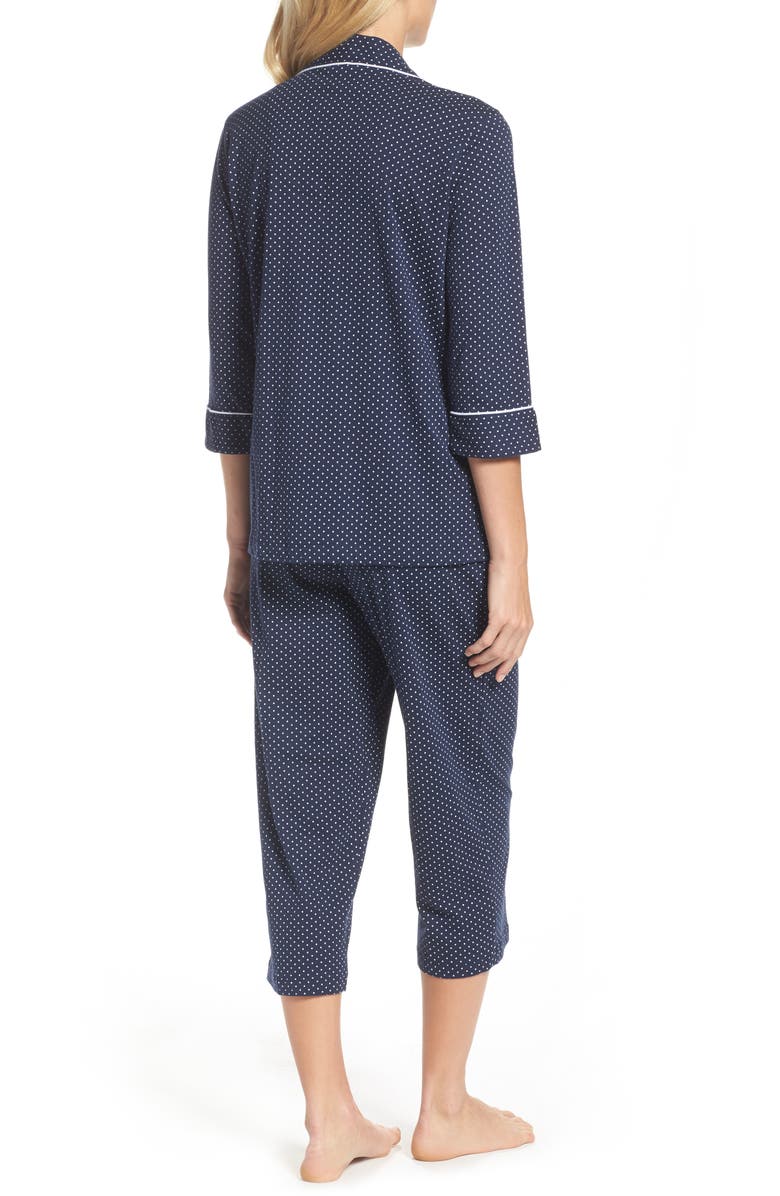 Lauren Ralph Lauren Knit Crop Cotton Pajamas, Alternate, color, Blue