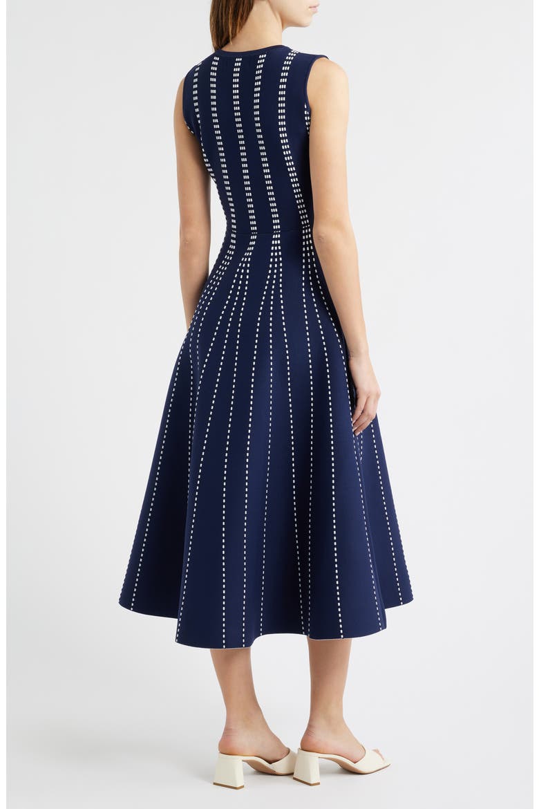Contrast Piping Sleeveless Midi Sweater Dress, Alternate, color, NAVY/ WHITE