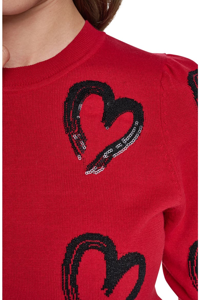 Heart Short Sleeve Sweater, Alternate, color, VIBRNT RED