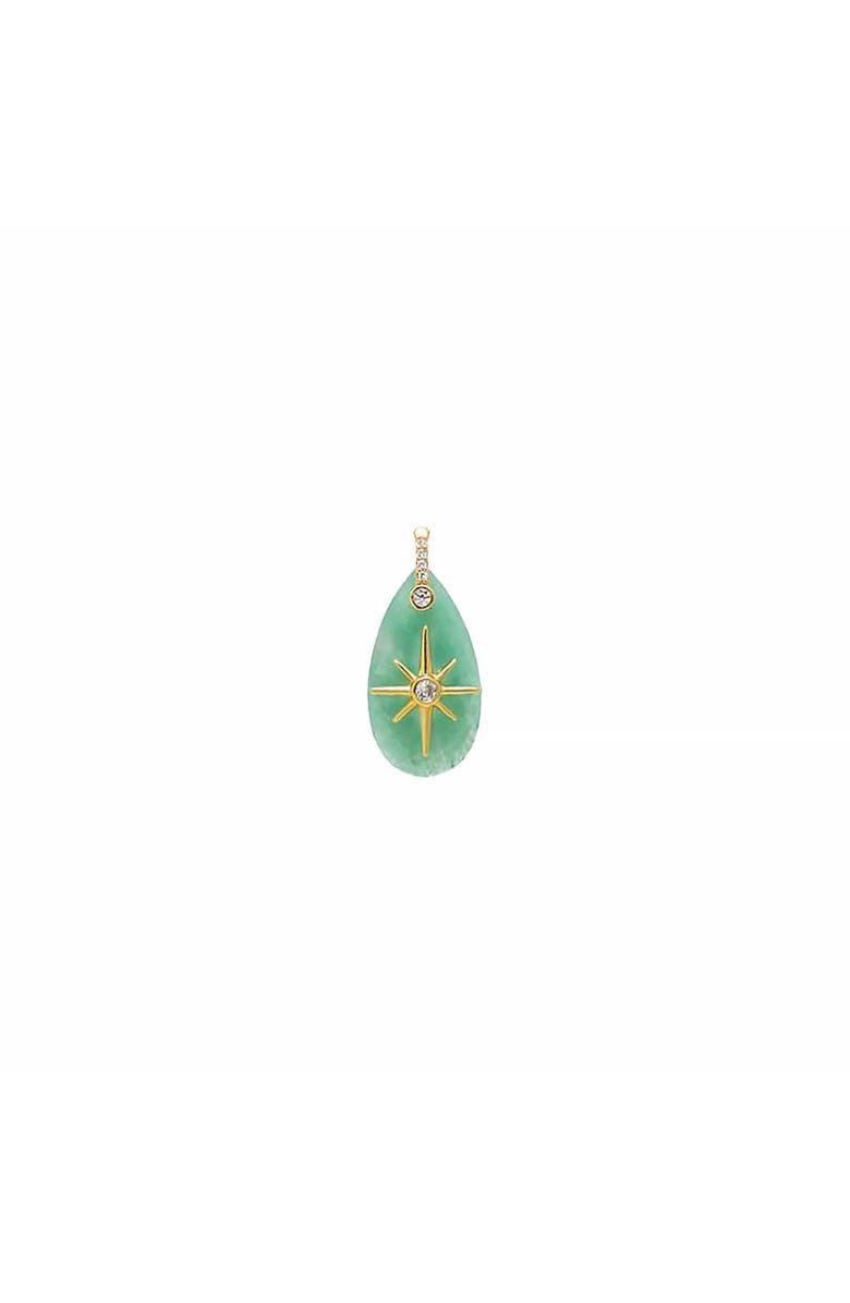 BY ADINA EDEN CZ Starburst Teardrop Natural Stone Pendant, Main, color, Jade Green