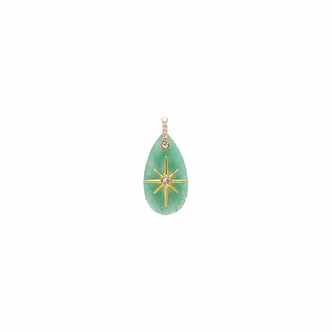 CZ Starburst Teardrop Natural Stone Pendant