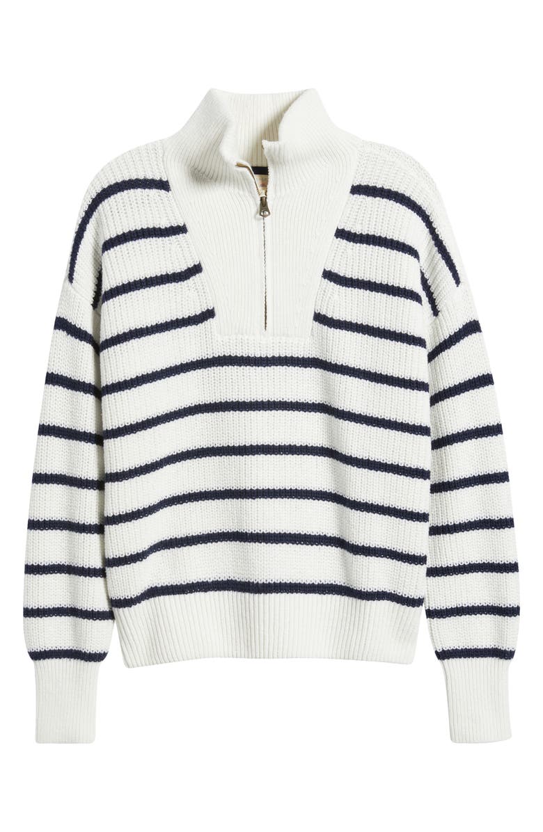 Faherty Mariner Stripe Quarter Zip Sweater, Alternate, color, Egret Multi