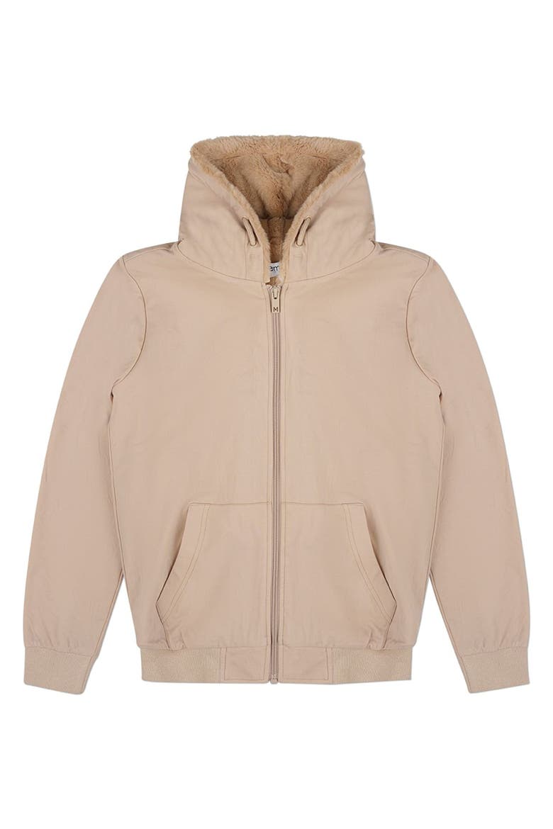 Zip-Up Hoodie with Cozy Faux Fur Lining, Main, color, Tan