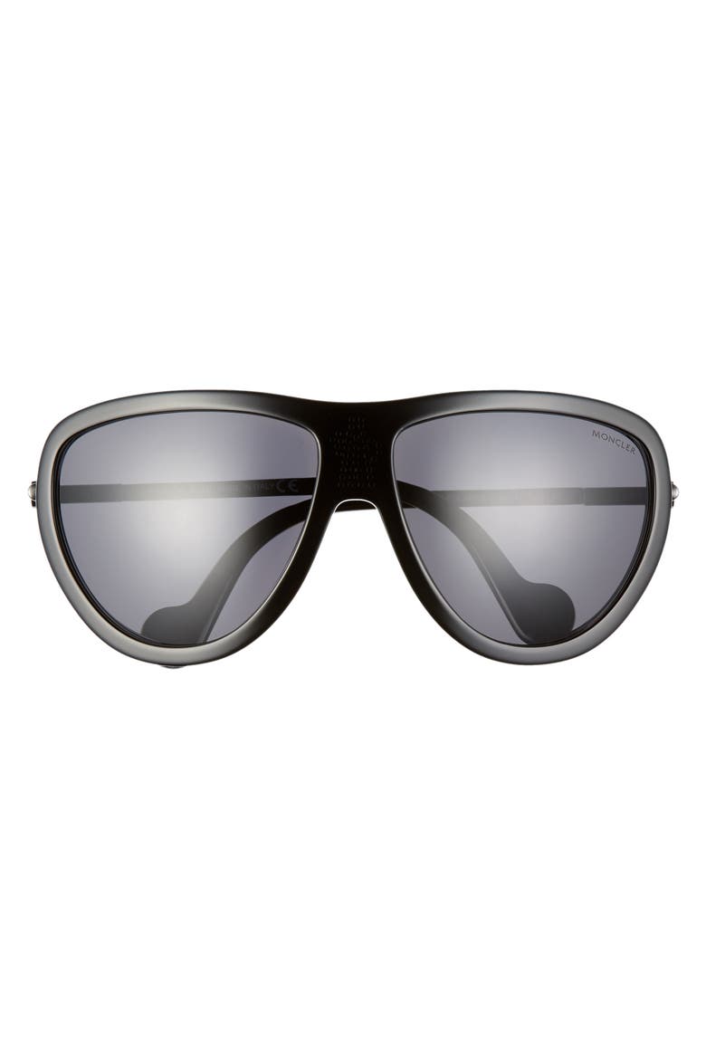 61mm Polarized Aviator Sunglasses, Alternate, color, BLACK/ SMOKE POLARIZED