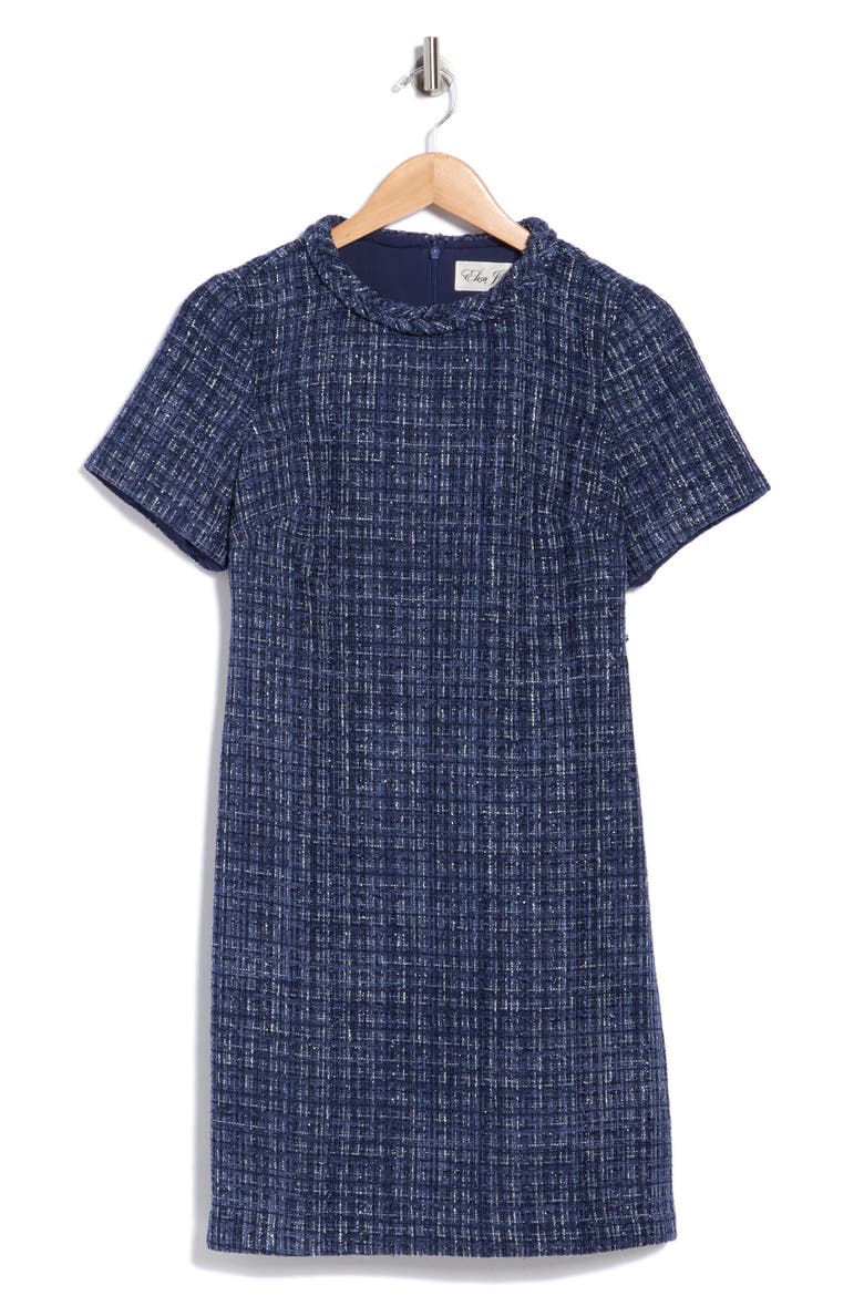 Bouclé Shift Dress, Main, color, NAVY