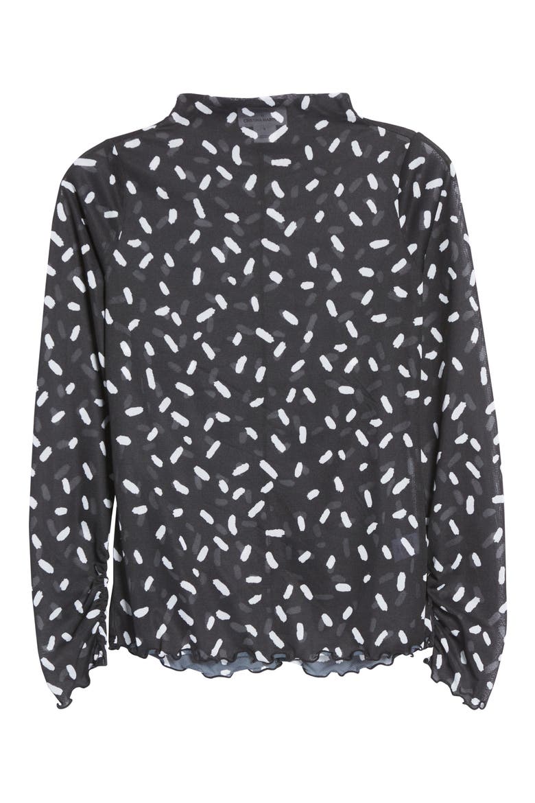 Cristina Martinez Mesh Top, Alternate, color, BLACK SPRINKLE DOT