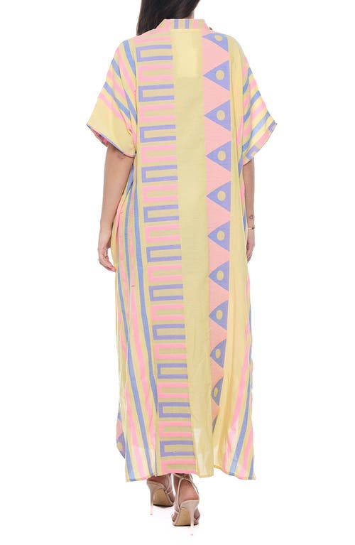 Ranee's Ranees V-neck Cotton Caftan In Yellow