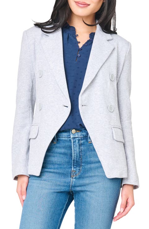 Double Breasted Cotton Blend Blazer