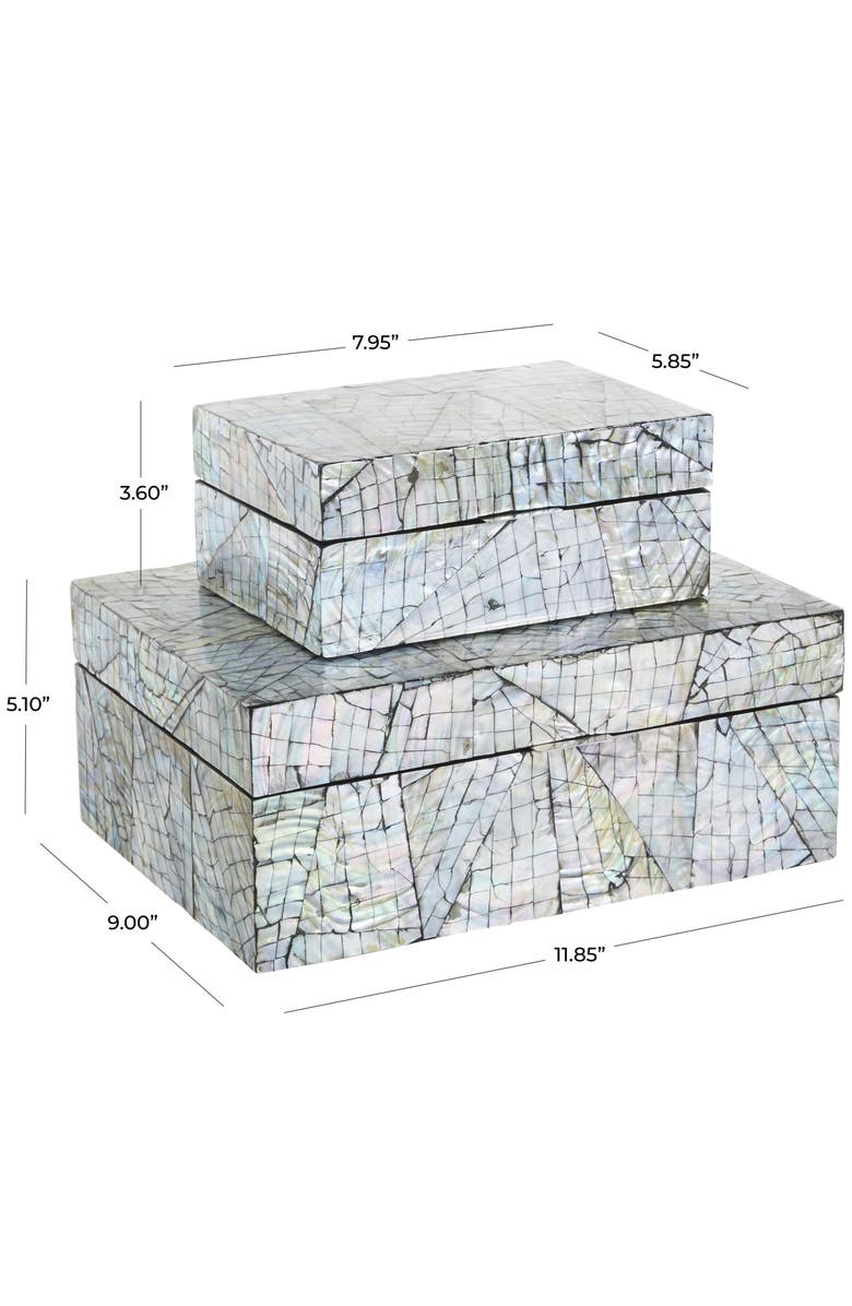 UMA Contemporary Set of 2 Decorative Mother of Pearl Boxes, Alternate, color, Multi Colored