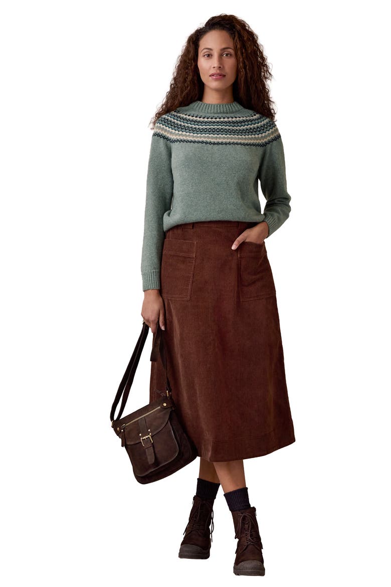 Utility Cord Midi Skirt, Alternate, color, Chocolate