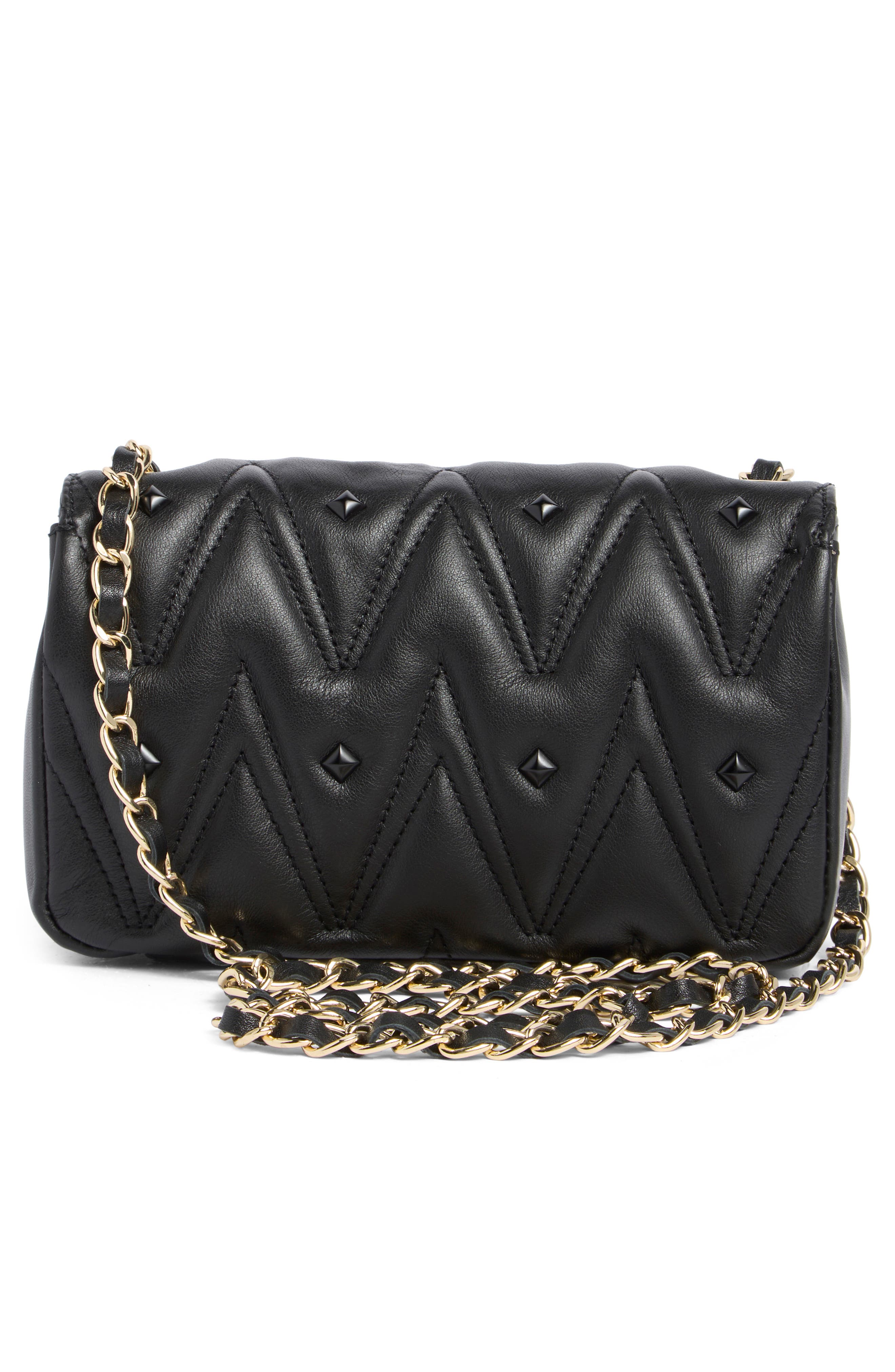 VALENTINO BY MARIO VALENTINO Poisson Diamond Stud Leather Shoulder Strap, Alternate, color, 