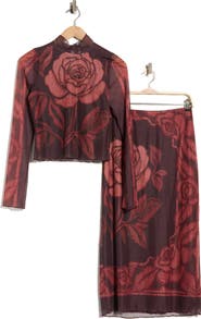 Free People The Shadow Floral Mesh Two-Piece Set