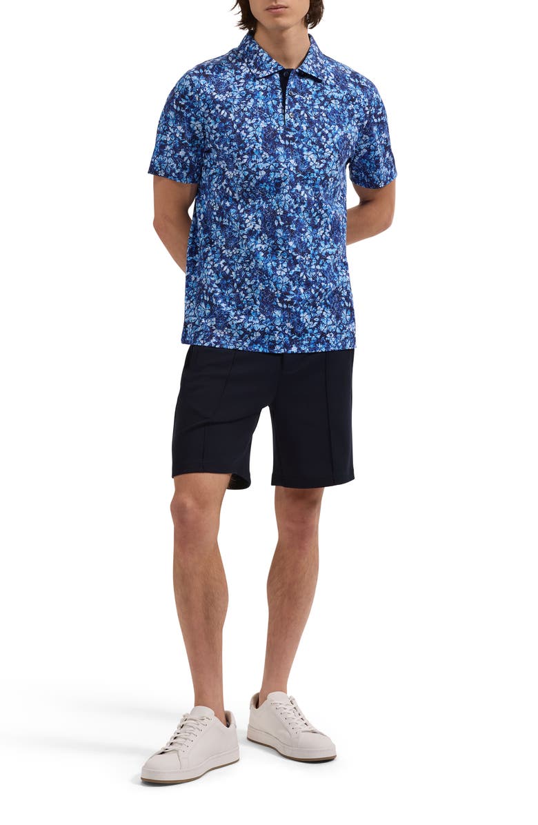 Bugatchi Hendrix Digital Floral Print Pima Cotton Polo, Alternate, color, Classic Blue