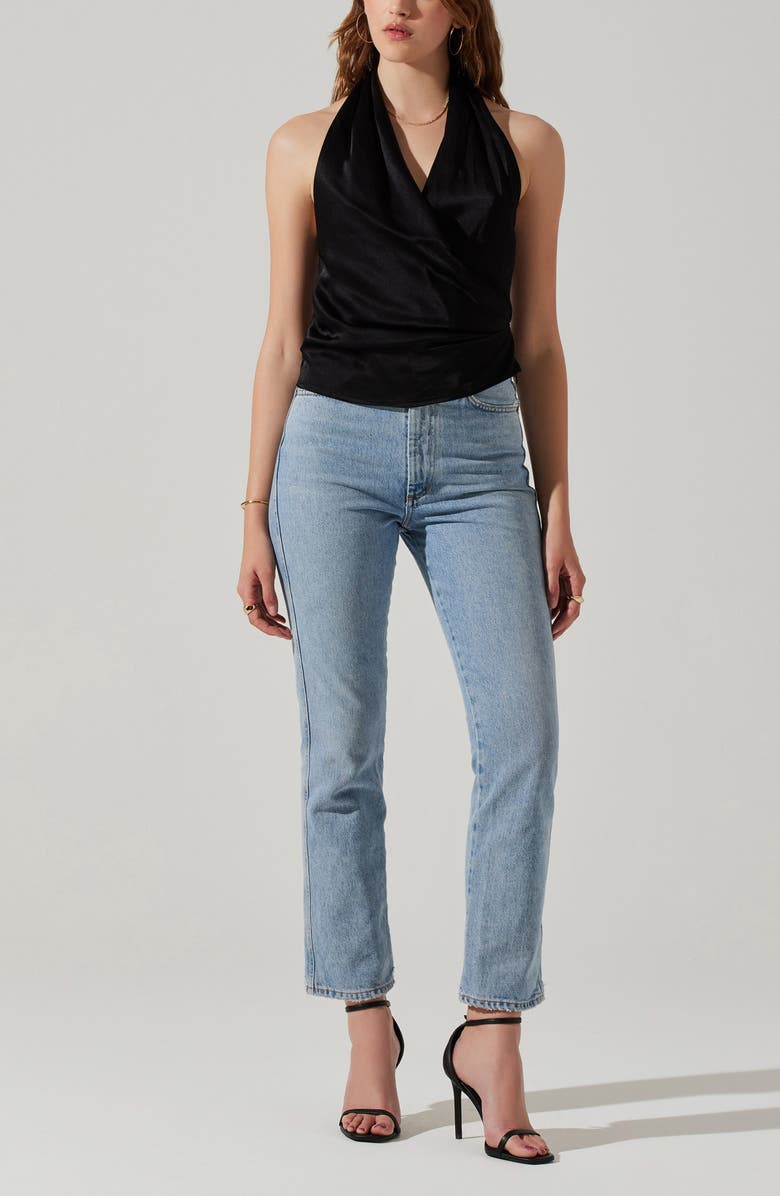 ASTR the Label Della Halter Neck Velvet Top, Alternate, color, 