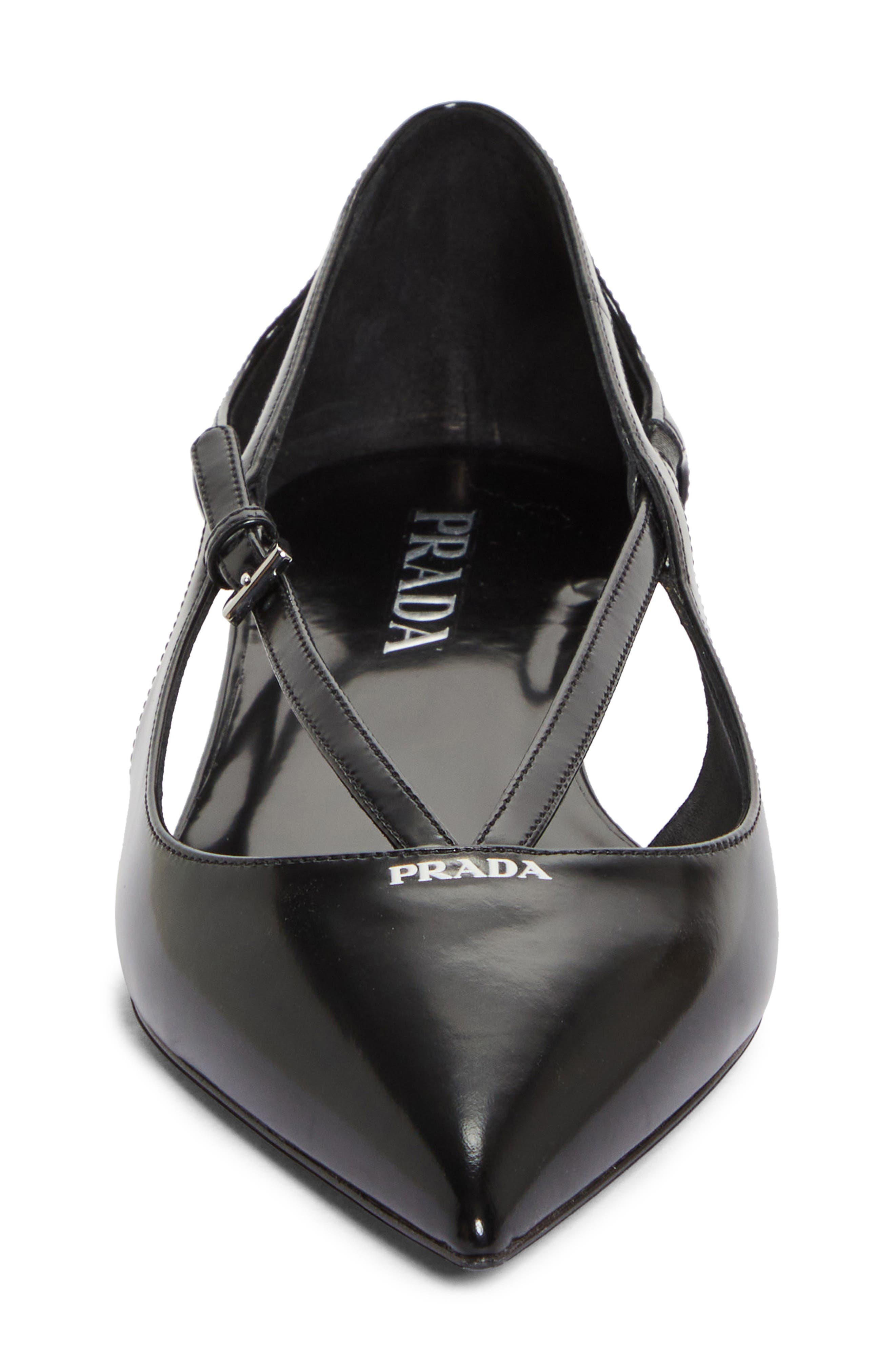 Prada Strappy Pointed Toe Ballet Flat, Alternate, color, 