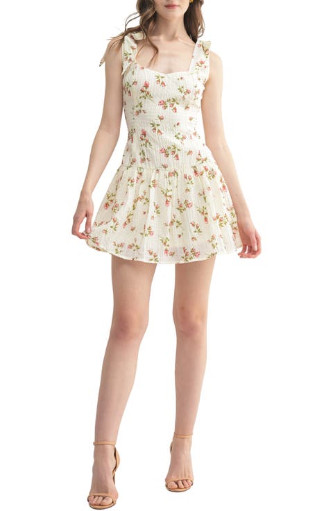 Floral Tie Shoulder Minidress