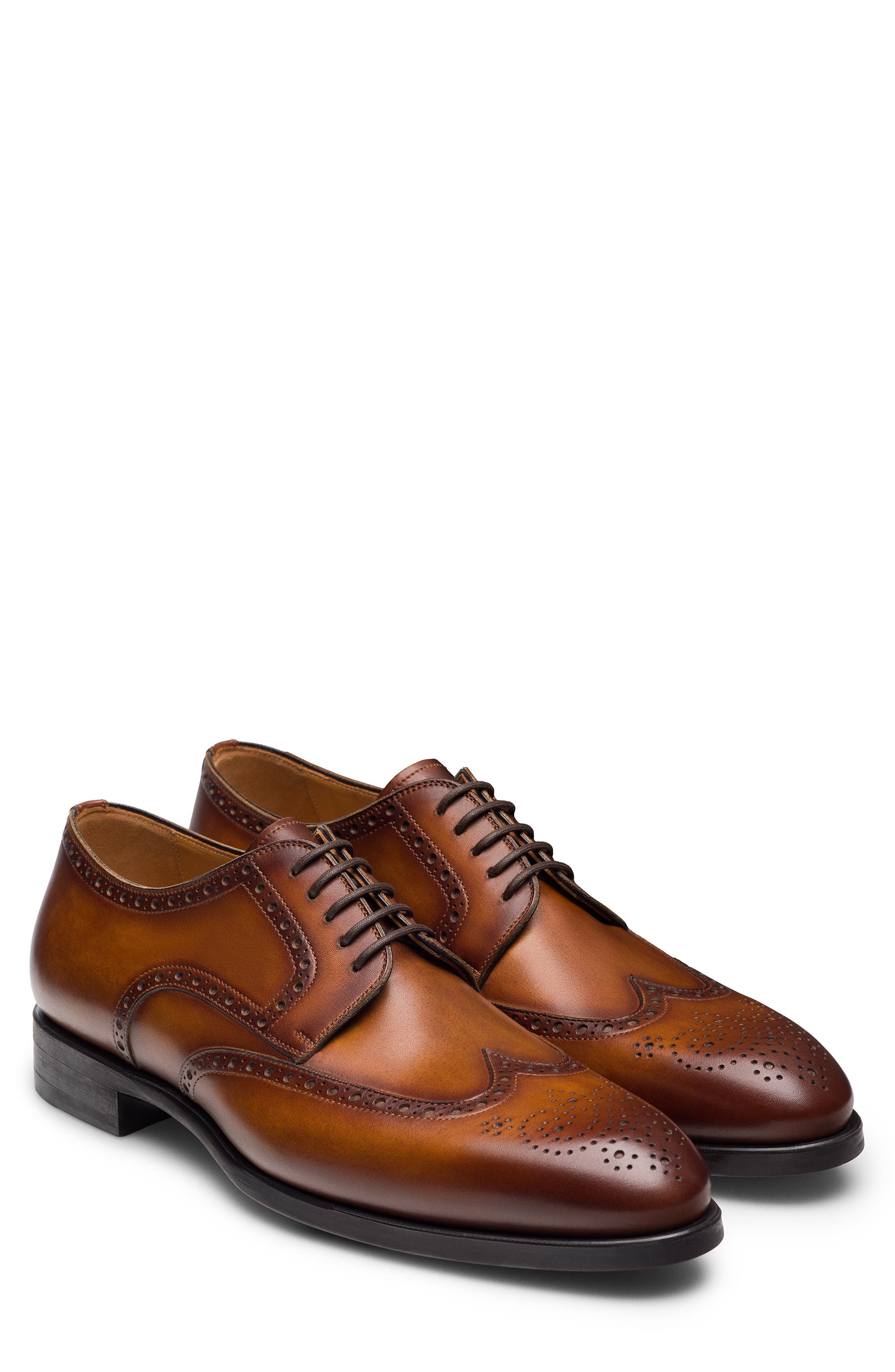 Magnanni McAlester Wingtip Derby, Main, color, Cognac