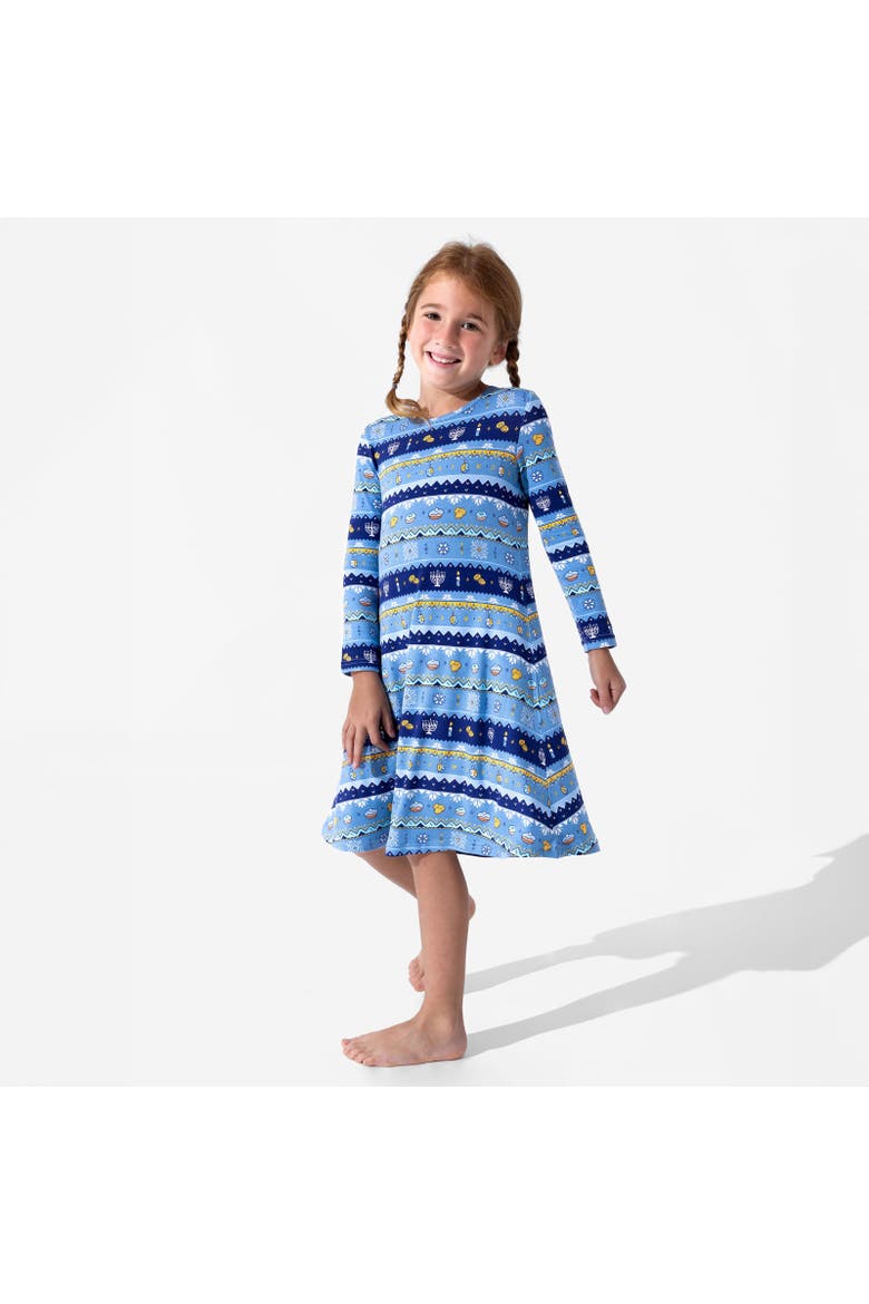 Kids' Hanukkah Fair Isle Long Sleeve Dress, Alternate, color, Hanukkah Fair Isle