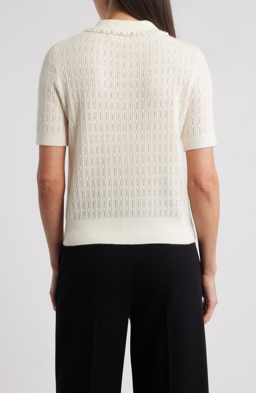 Elie Tahari The Stevie Cashmere Polo Sweater In White