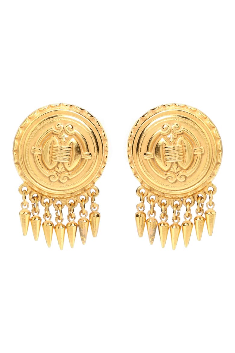 Spike Fringe Clip-On Earrings, Main, color, GOLD
