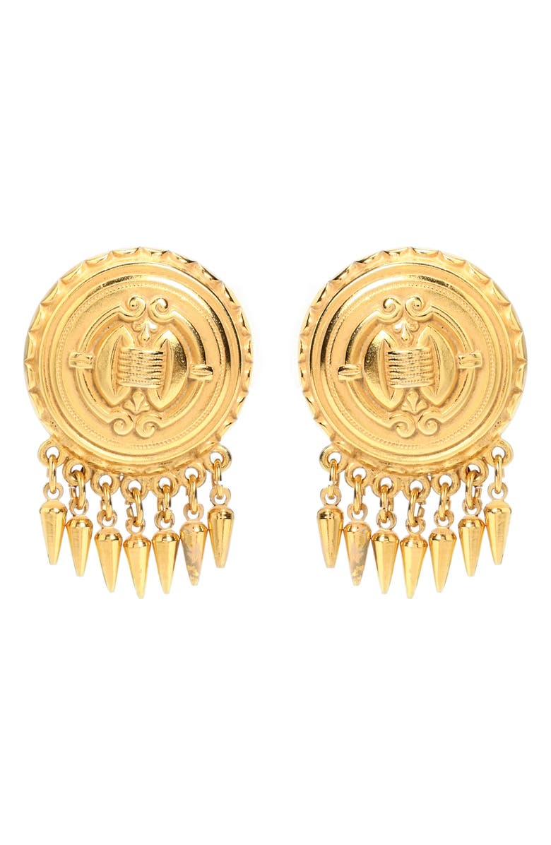 Ben-Amun Spike Fringe Clip-On Earrings, Main, color,