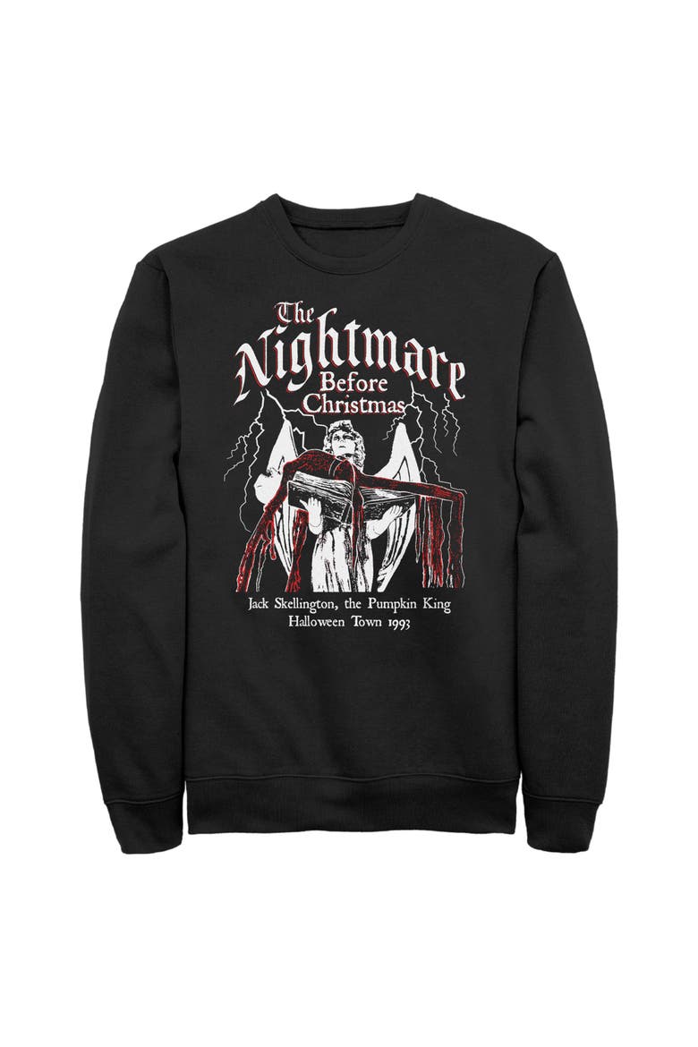 Mens The Nightmare Before Christmas Jack Skellington Halloween Town 1993 Sweatshirt, Main, color, Black