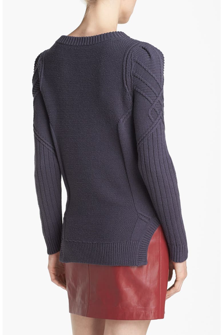 Cable Knit Sweater, Alternate, color, GREY- METEOR