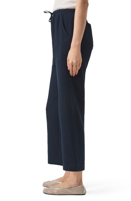 Splendid Adele Cotton Gauze Drawstring Pants In Navy