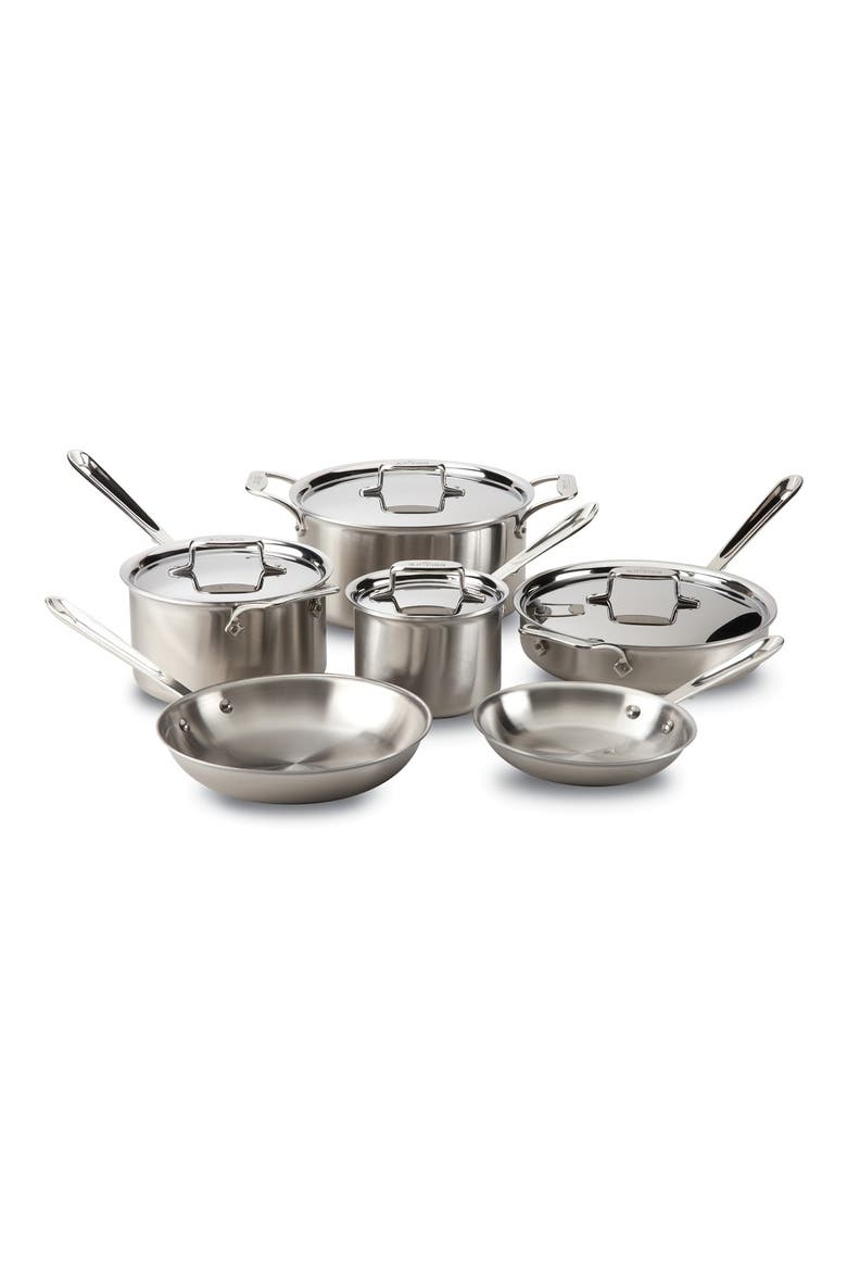 'd5®' Brushed Stainless Steel Cookware Set, Main, color, SILVER