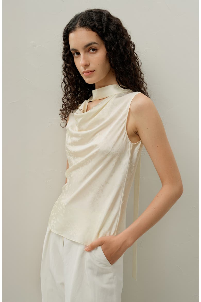 Women's Ying Jacquard Silk Tank, Alternate, color, Lily White