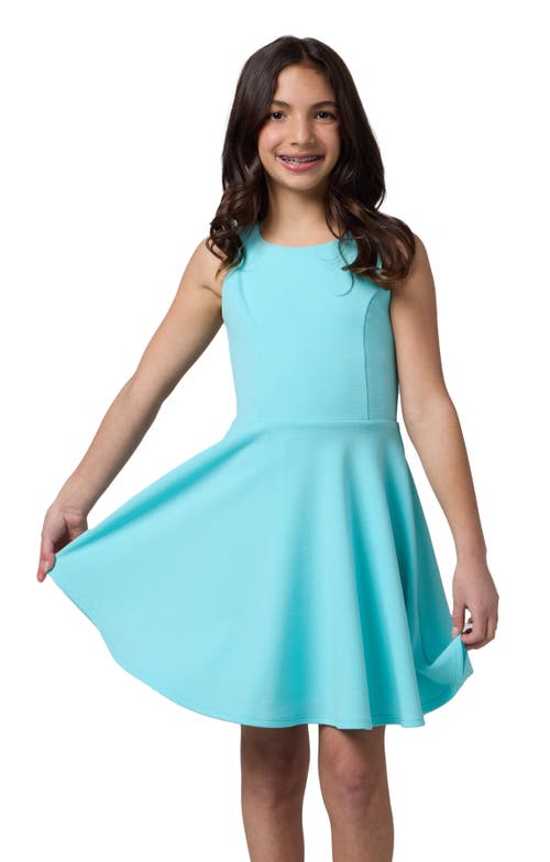 Un Deux Trois Textured Stretch Racerback Dress In Blue
