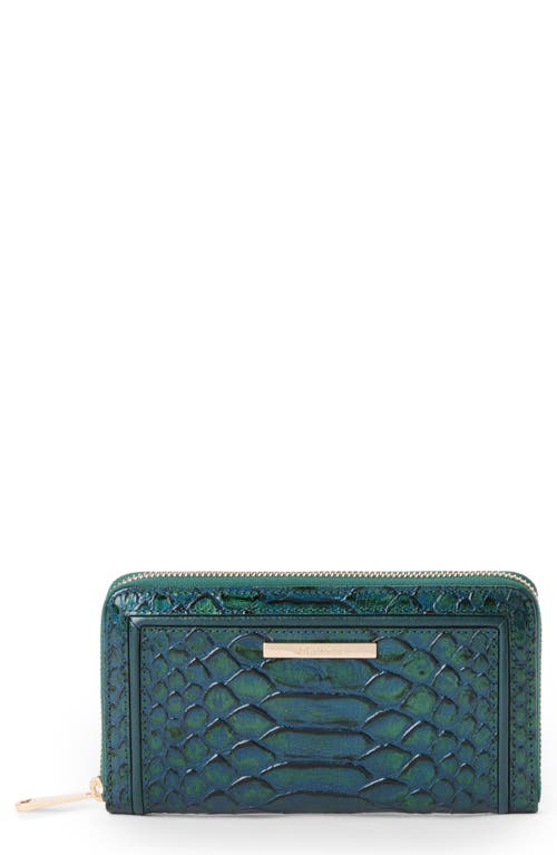 Brahmin Suri Croc Embossed Leather Zip Wallet in Evergreen 