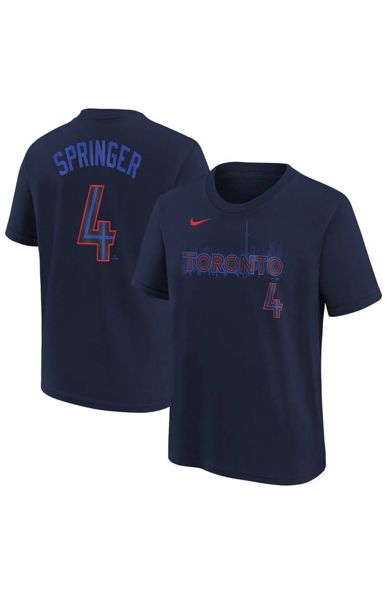 Nike Youth Nike George Springer Navy Toronto Blue Jays Fuse City Connect Name & Number T-Shirt, Alternate, color, 